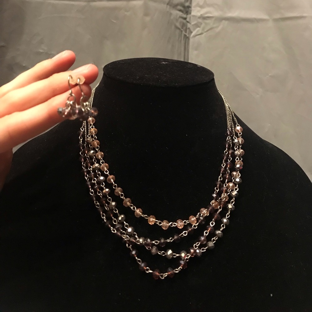 Beaded necklace and earrings set